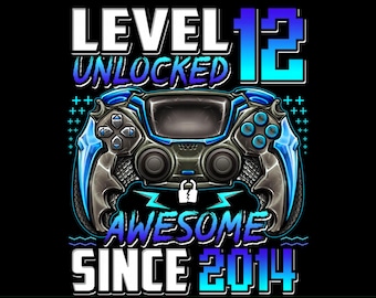 Poziom 12 Odblokowany Gracz PNG, 12. urodziny (Pobranie cyfrowe)