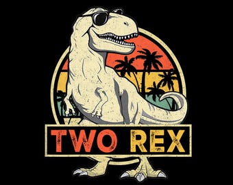 Zwei Rex 2. Geburtstag PNG, Zweiter Geburtstag Dinosaurier 2 Jahre alter Junge Design, Lustiger T-Rex Kindergeburtstag, digitaler Download