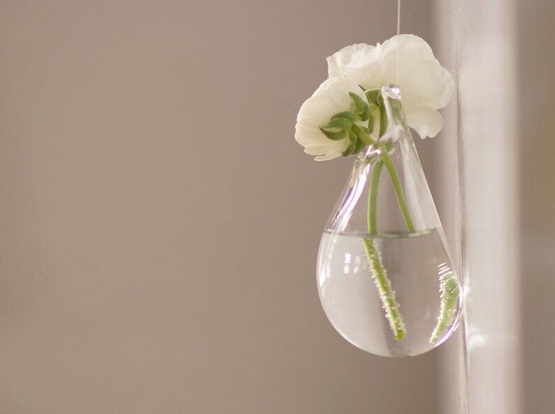 Glass Wall Vase Hand Blown Art Clear Hanging Decor