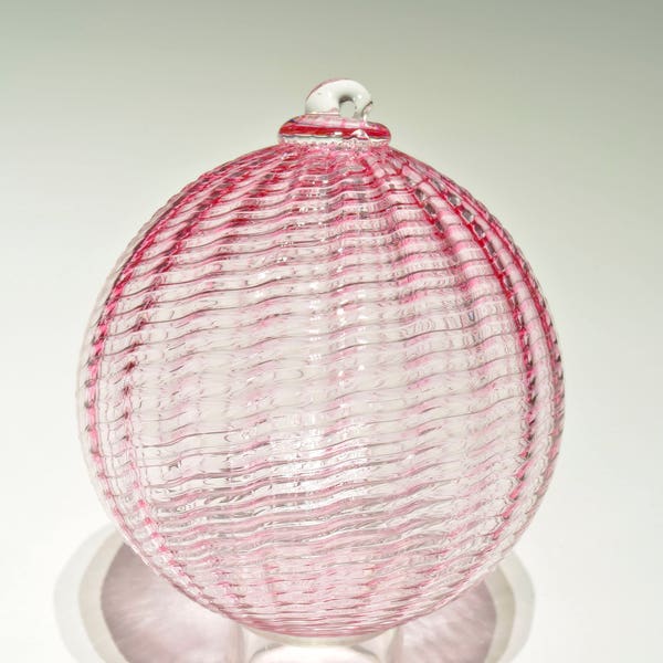 Hand Blown Glass Ornament, Holiday Decor, Christmas Glass Ball Suncatcher, Sea Glass Pale Pink