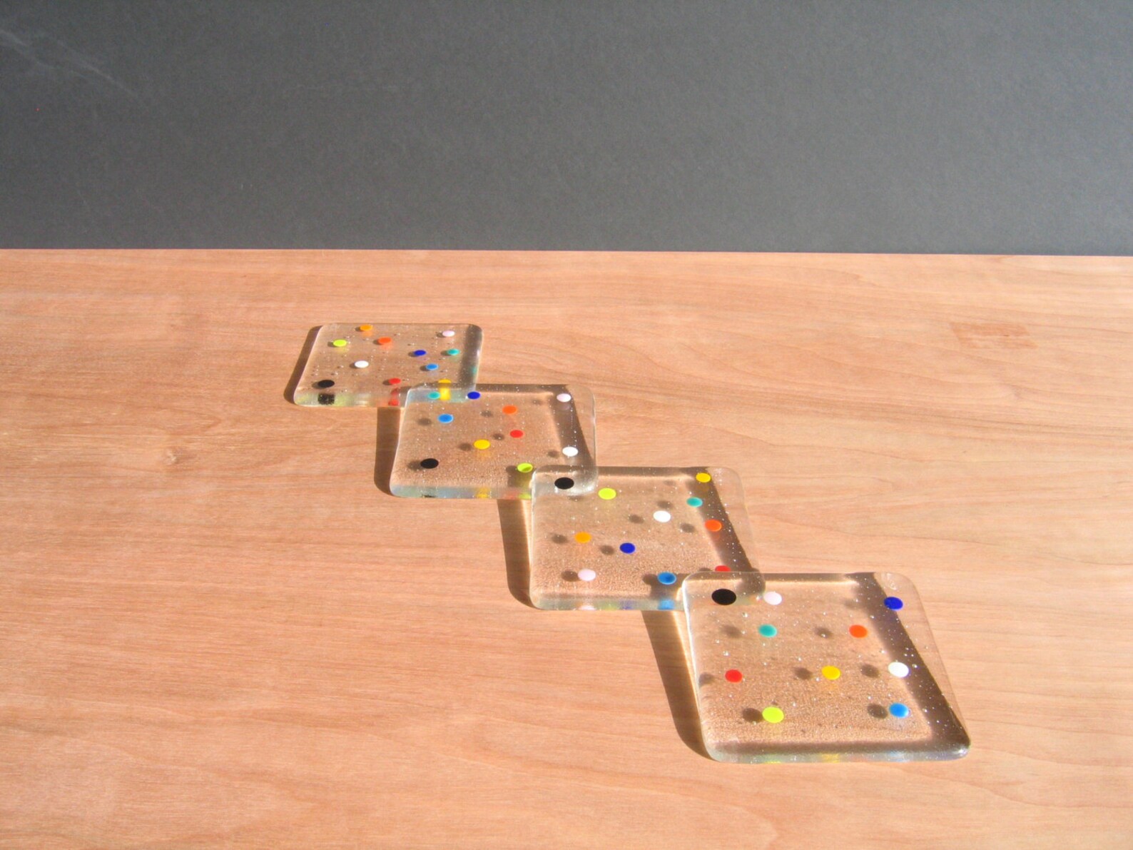 Glass Coasters Set Holiday Coasters Fused Glass Art Polka Etsy