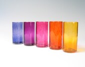 Drinking Glasses (set of 2) / Hand Blown Glass Art / Colorful Glassware / Home Decor /  Tabletop