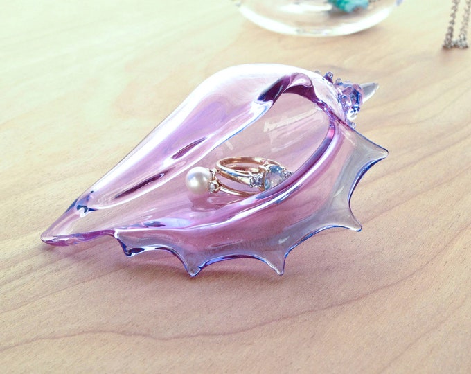 Ring Holder Dish, Necklace Pendant Organization, Hand Blown Glass