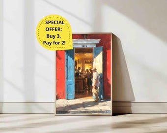 Blue Door Series | Digital Art Print | Urban Impressionist Wall Decor | Instant Download