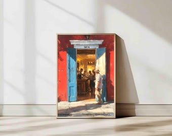 Serie Puerta Azul / Impresión digital / Decoración de pared impresionista urbana / Descarga instantánea