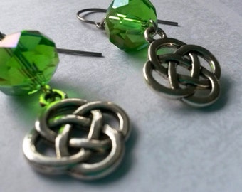 Celtic Lovers Knot Crystal Earrings in Titanium