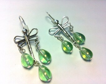 On Gossamer Wings - Glass Beaded Dragonfly Earrings