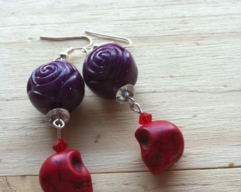 Skulls & Roses Beaded Earrings