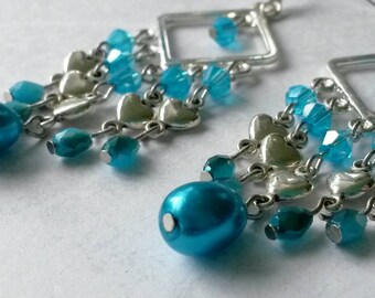 Drops of Blue Chandelier Style Earrings