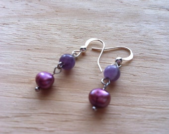 Amethyst & Purple Freshwater Pearl Drops