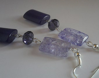 Purple Jade & Crackled Quartz Earrings