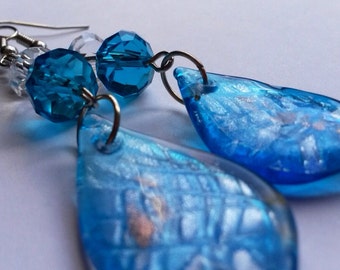 Aegean Blue Glass Teardrop Earrings