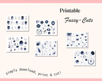 Victoriaanse Botanica-collectie – Celestial Botanicals | Afdrukbare ephemera | Maan en ster-clipart | Vintage pdf-kit astrologie