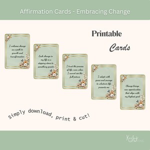 Embracing Change Affirmation Cards: Sage Green Mindset Deck (PDF Printable)