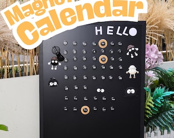 Custom Magnetic Calendar with 50 Date Magnets | Personalized Fridge Calendar Acrylic Magnetic Board & Functional Home Decor Gift for Hostess