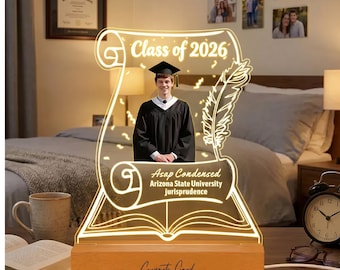 Personalized Graduation LED Lamp Custom Photo Acrylic Night Light Birthday Portrait Gift Desktop Decor Keepsake Lamp