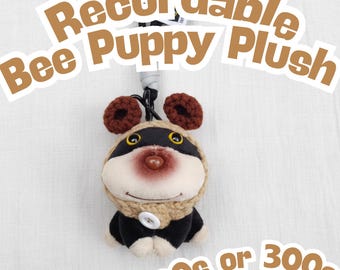 Recordable Plush Keychain Cute Puppy Bee Doll Bag Charm Voice Message Custom Stuffed Toy Backpack Pendant Gift