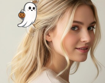 Personalized Halloween Hair Claw Clip Custom Photo or Spooky Design Acrylic Hair Accessory Gift for Women Cute Halloween Party Hair Clip Boo