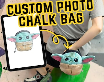 Personalisierte Custom Doll Chalk Bag zum Klettern und Bouldern Niedliche Canvas Kreide Eimer mit Gürtel | Einzigartiges Geschenk für Kletterer & Bogenschützen