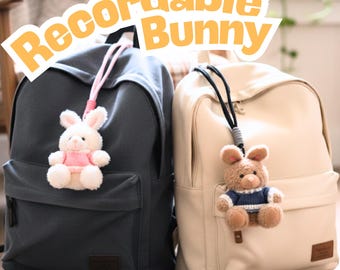 Muñeco de peluche de conejito grabable con mensaje de voz personalizado para regalo de aniversario de relaciones a distancia.