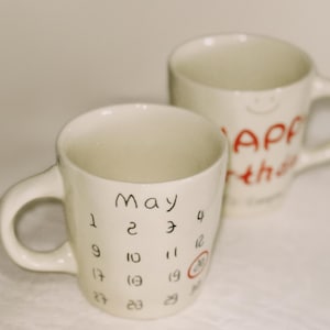Handmade Custom Ceramic Valentine’s Calendar Mug A Sweet Anniversary Love Keepsake Crafted Just for Them
