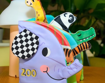 Zoo Themed 3D Sensory Cloth Book with Crinkle Sounds | Interactive Stacking Baby Book, Soft Learning Toy & First Birthday Gift Newborn Gift