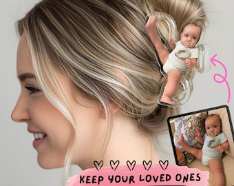 Custom Photo Hair Claw Clip | Personalized Acrylic Hair Accessory Keepsake | Unique Gift for Her, Mom, Best Friend, Pet or Baby Photo