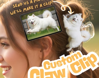 Custom Dog Photo Hair Claw Clip Personalized Acrylic Hair Accessory Unique Pet Photo Keepsake Dog Mom Gift Pet Memorial Hair Clip Statement