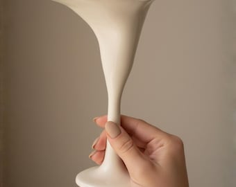 Original Calla Lily Ceramic Wine Glass Hand Painted Artistic Cocktail Goblet Unique Ceramic Stemware Creative Gift for Art and Wine Lovers
