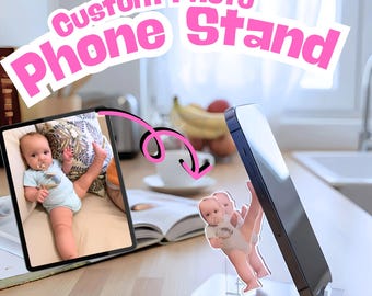 Custom Photo Personalized Phone Stand Acrylic Picture Holder Unique Keepsake Gift for Loved Ones Desk Deco Modern Functional Phone Accessory