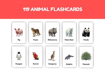 Realistic Animal Flashcards – Montessori Learning Cards (PDF Download)