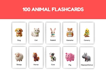 100 Animal Flashcards – Montessori Learning Cards for Toddlers (PDF)