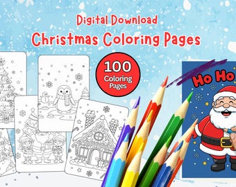 子供向けクリスマスぬり絵：印刷可能なホリデーアクティビティ＆ゲーム - デジタルダウンロード
