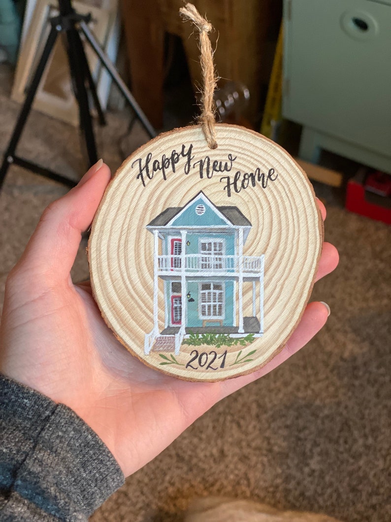Custom Home Christmas Ornament First Christmas in our New Home Ornament Hand Painted House Gift New Home Owner Gift New House image 2