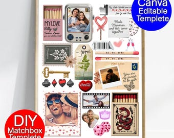 Aangepaste luciferdoossjabloon | Jubileum, reisherinnering (digitale download)