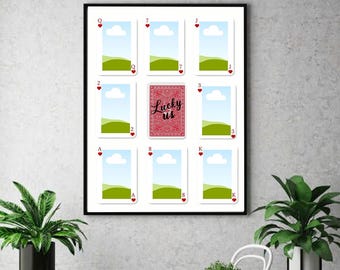 Bundel aangepaste speelkaarten,Hoe gelukkig zijn we,aangepaste cadeaus voor jubileum Valentijnsdag verjaardagscadeau voor vriend,gepersonaliseerde prints voor hem