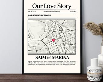 Bewerkbare sjabloon voor Valentijnsdag liefdeskrant | Hartverhaal aangepaste kaart | Afdrukbaar canvascadeau | Zal jij mijn valentijn zijn?