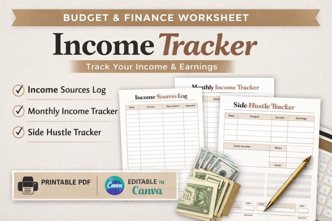 Simple Income Tracker for Saving Money and Budgeting - Etsy