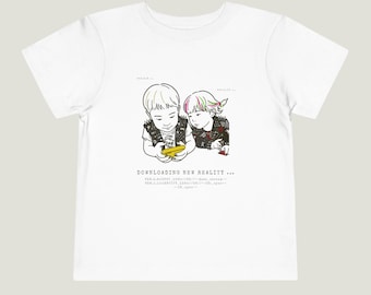 Camisetas cyberpunk para niños pequeños, camisetas para niños gamers, ropa punk rock para niños pequeños, tops modernos para preescolares, camisetas con el estampado "Downloading New Reality"