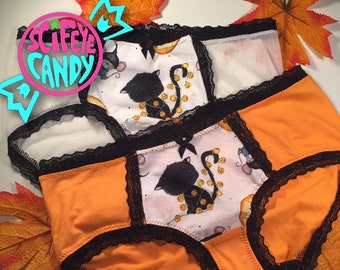 Halloween Kitten Mid-rise Panties by SciFeyeCandy