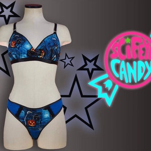 Cemetery Pals Glow in the Dark Halloween Lingerie Set by Scifeycandy