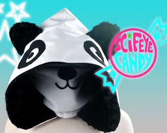 Water Repellent Panda Face Winter Hood Scarf by SciFeyeCandy