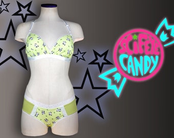 Matcha Green Panda Lingerie Set by Scifeycandy