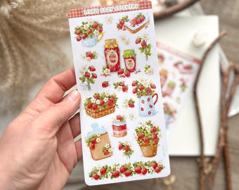 Sticker set with strawberries | NN_057 | Bullet Journal Stickers, Planner Stickers, Scrapbook
