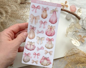 Pink Pumpkin Bow Stickers | Planner, Journal, Scrapbook | NN_020