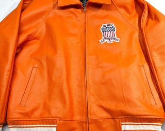 Vintage Style Orange Avirex Jacket – Handmade Men’s Cowhide Leather Bomber