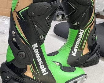 Skórzane buty motocyklowe Kawasaki | Ochronny sprzęt motocyklowy