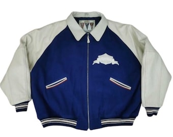 Avirex Blue Leather Varsity Jacket – Vintage USA College Edition