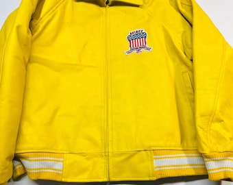 Chaqueta bomber amarilla Avirex USA: ropa urbana de piel de vaca auténtica para hombre