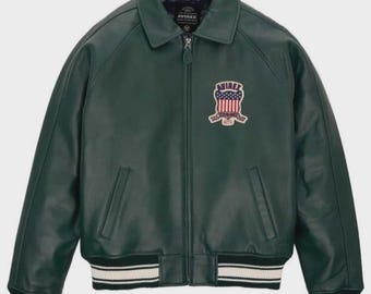 Avirex USA Leather Flight Jacket – Classic Men’s Bomber Style